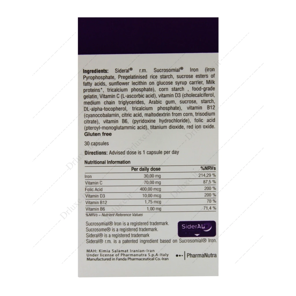 کپسول سیدرال فولیک فارمانوترا 30 عدد